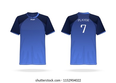 Specification Soccer Sport , Esport Gaming T Shirt round neck Jersey template. mock up uniform . Vector Illustration design