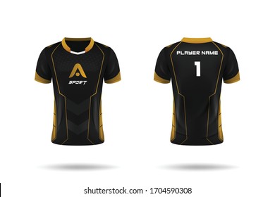 Specification Soccer Sport , Esport Gaming T Shirt Jersey template. mock up uniform . Vector Illustration design