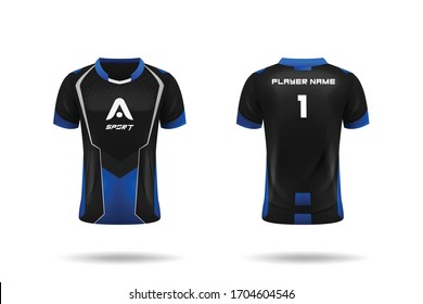 Specification Soccer Sport , Esport Gaming T Shirt Jersey template. mock up uniform . Vector Illustration design