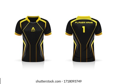 Specification Soccer Sport , Esport Gaming T Shirt Jersey template. mock up uniform . Vector Illustration design