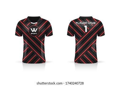 Specification Soccer Sport , Esport Gaming T Shirt Jersey template. mock up uniform . Vector Illustration design