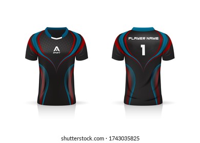 Specification Soccer Sport , Esport Gaming T Shirt Jersey template. mock up uniform . Vector Illustration design