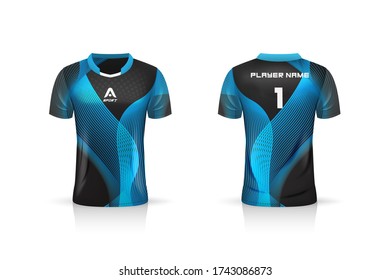 Specification Soccer Sport , Esport Gaming T Shirt Jersey template. mock up uniform . Vector Illustration design