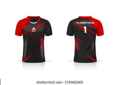 Specification Soccer Sport , Esport Gaming T Shirt Jersey template. mock up uniform . Vector Illustration design