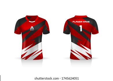 Specification Soccer Sport , Esport Gaming T Shirt Jersey template. mock up uniform . Vector Illustration design