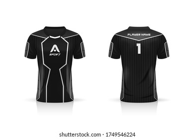 Specification Soccer Sport , Esport Gaming T Shirt Jersey template. mock up uniform . Vector Illustration design