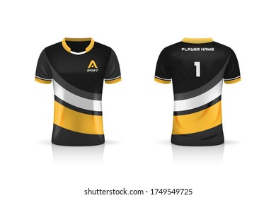 Specification Soccer Sport , Esport Gaming T Shirt Jersey template. mock up uniform . Vector Illustration design