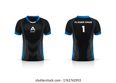 Specification Soccer Sport , Esport Gaming T Shirt Jersey template. mock up uniform . Vector Illustration design