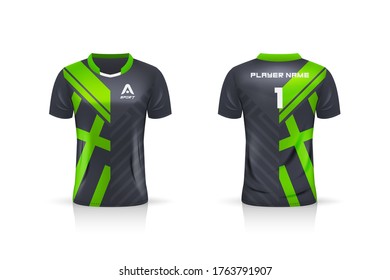 Specification Soccer Sport , Esport Gaming T Shirt Jersey template. mock up uniform . Vector Illustration design