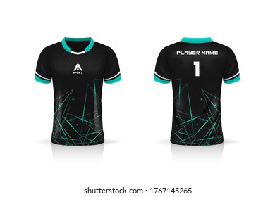 Specification Soccer Sport , Esport Gaming T Shirt Jersey template. mock up uniform . Vector Illustration design