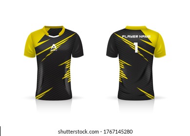 Specification Soccer Sport , Esport Gaming T Shirt Jersey template. mock up uniform . Vector Illustration design