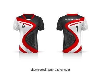 Specification Soccer Sport , Esport Gaming T Shirt Jersey template. mock up uniform . Vector Illustration design