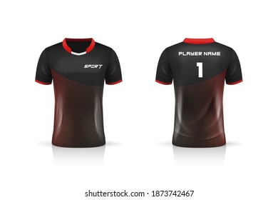 Specification Soccer Sport , Esport Gaming T Shirt Jersey template. mock up uniform . Vector Illustration design