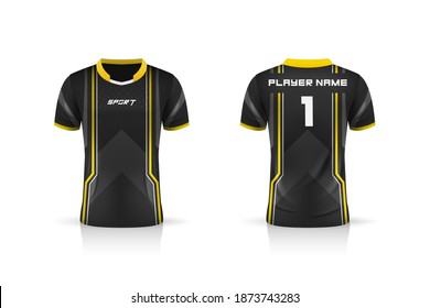 Specification Soccer Sport , Esport Gaming T Shirt Jersey template. mock up uniform . Vector Illustration design