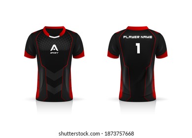 Specification Soccer Sport , Esport Gaming T Shirt Jersey template. mock up uniform . Vector Illustration design