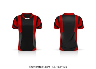 Specification Soccer Sport , Esport Gaming T Shirt Jersey template. mock up uniform . Vector Illustration design
