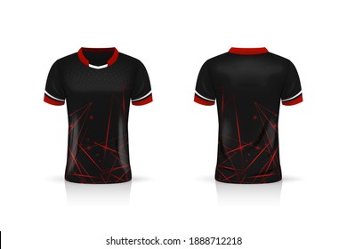 Especificación Soccer Sport , Esport Gaming T Shirt Jersey plantilla. burlarse del uniforme . Diseño de iluminación de vectores