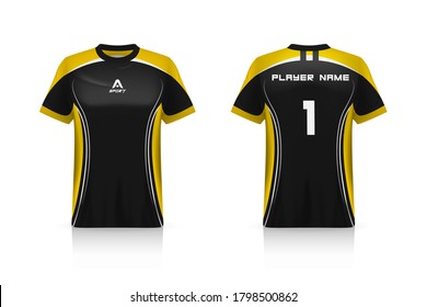 Specification Soccer Sport mockup, Esport Gaming T Shirt Jersey template. mock up uniform . Vector Illustration design