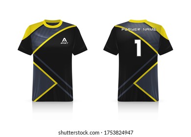 Specification Soccer Sport mockup , Esports Gaming T Shirt Jersey template. mock up uniform . Vector Illustration design