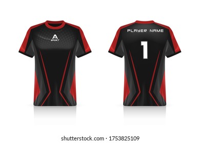 Specification Soccer Sport mockup , Esports Gaming T Shirt Jersey template. mock up uniform . Vector Illustration design