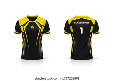 Specification Soccer Sport Mockup , Esports Gaming T Shirt Jersey Template. Mock Up Uniform . Vector Illustration Design