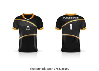 Specification Soccer Sport mockup , Esports Gaming T Shirt Jersey template. mock up uniform . Vector Illustration design