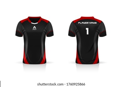 Specification Soccer Sport mockup , Esports Gaming T Shirt Jersey template. mock up uniform . Vector Illustration design