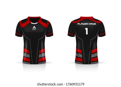 Specification Soccer Sport Mockup , Esports Gaming T Shirt Jersey Template. Mock Up Uniform . Vector Illustration Design