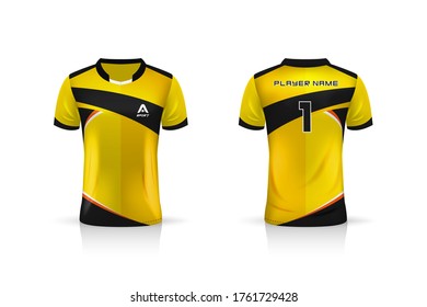 Specification Soccer Sport mockup , Esports Gaming T Shirt Jersey template. mock up uniform . Vector Illustration design