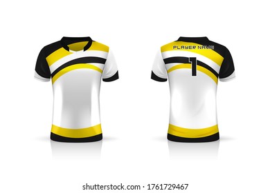 Specification Soccer Sport mockup , Esports Gaming T Shirt Jersey template. mock up uniform . Vector Illustration design