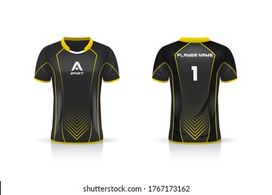 Specification Soccer Sport Mockup , Esports Gaming T Shirt Jersey Template. Mock Up Uniform . Vector Illustration Design