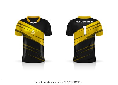 Specification Soccer Sport mockup , Esports Gaming T Shirt Jersey template. mock up uniform . Vector Illustration design