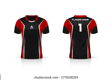 Specification Soccer Sport Mockup , Esports Gaming T Shirt Jersey Template. Mock Up Uniform . Vector Illustration Design