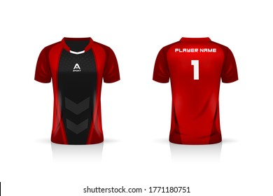 Specification Soccer Sport mockup , Esports Gaming T Shirt Jersey template. mock up uniform . Vector Illustration design