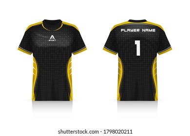 Specification Soccer Sport mockup , Esports Gaming T Shirt Jersey template. mock up uniform . Vector Illustration design