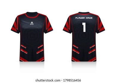 Specification Soccer Sport mockup , Esports Gaming T Shirt Jersey template. mock up uniform . Vector Illustration design