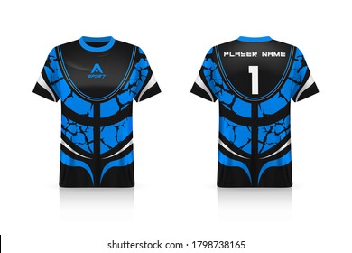 Specification Soccer Sport mockup , Esports Gaming T Shirt Jersey template. mock up uniform . Vector Illustration design