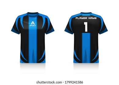 Specification Soccer Sport mockup , Esports Gaming T Shirt Jersey template. mock up uniform . Vector Illustration design