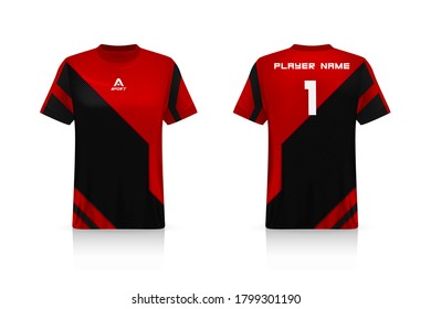 Specification Soccer Sport mockup , Esports Gaming T Shirt Jersey template. mock up uniform . Vector Illustration design