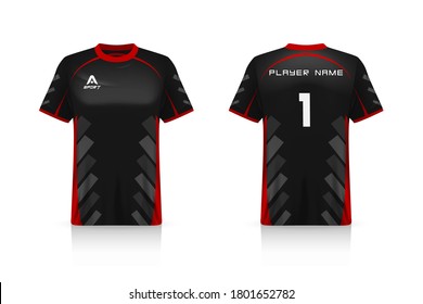 Specification Soccer Sport mockup , Esports Gaming T Shirt Jersey template. mock up uniform . Vector Illustration design