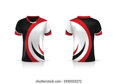 Specification Soccer Sport mockup , Esports Gaming T Shirt Jersey template. mock up uniform . Vector Illustration design