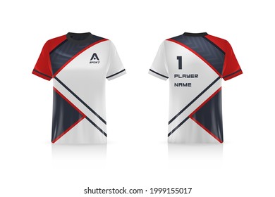 Specification Soccer Sport mockup , Esports Gaming T Shirt Jersey template. mock up uniform . Vector Illustration design