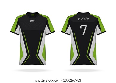 Specification Soccer Sport T Shirt round neck Jersey template. mock up football uniform . Vector Illustration design