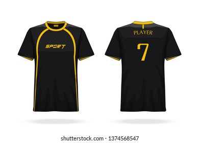 Specification Soccer Sport T Shirt round neck Jersey template. mock up football uniform . Vector Illustration design