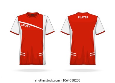 Specification Soccer T Shirt round neck Jersey template. mock up football uniform . Vector Illustration design