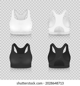 Specification Sport Bra Outfits , Standard Uniform Base Color White and Black template mock up for design. Vector Illustration