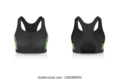 Specification Sport Bra Outfits , Standard Uniform Base Color White and Black template mock up for design. Vector Illustration