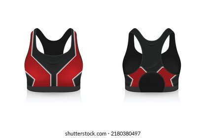 Specification Sport Bra Outfits , Standard Uniform Base Color White and Black template mock up for design. Vector Illustration