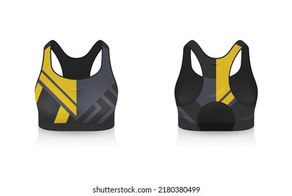 Specification Sport Bra Outfits , Standard Uniform Base Color White and Black template mock up for design. Vector Illustration