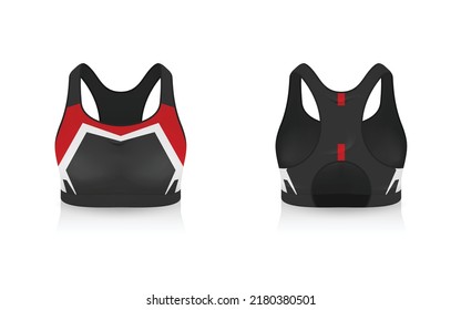 Specification Sport Bra Outfits , Standard Uniform Base Color White and Black template mock up for design. Vector Illustration